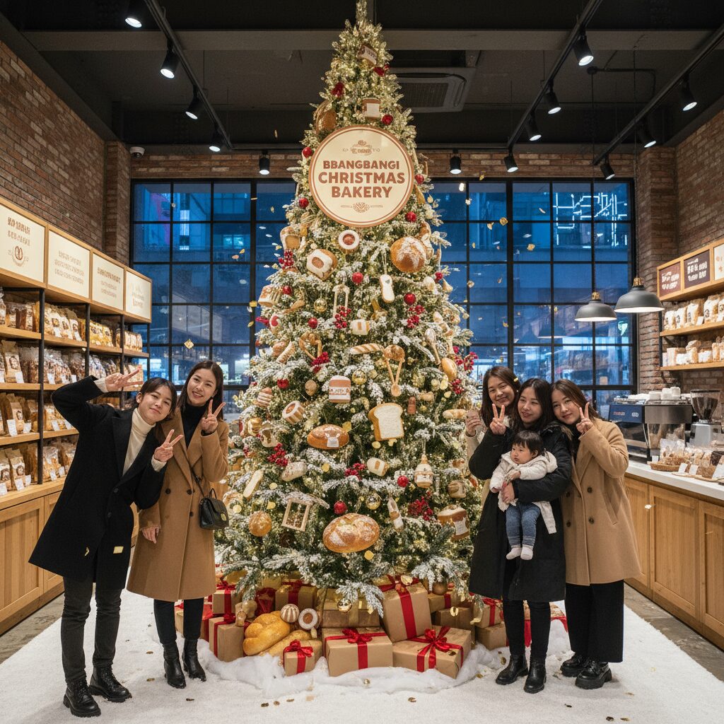 성수 빵빵이 팝업스토어 대형 크리스마스 트리 포토존