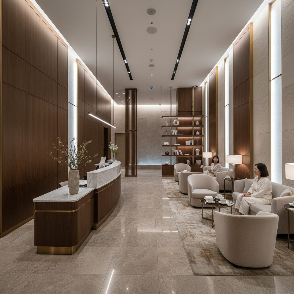 강남 카스탈리아 스파 고급스러운 실내 인테리어와 대기 공간