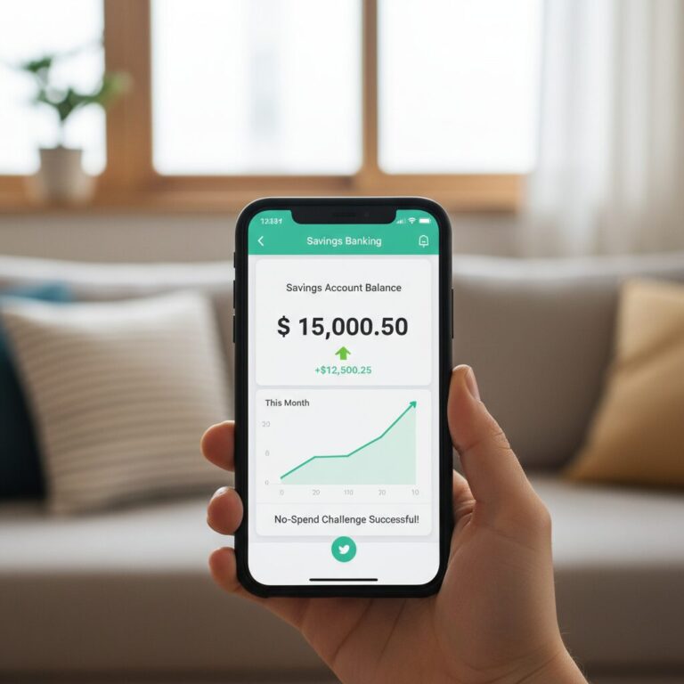 무지출 챌린지 성공 후 저축 통장 잔고가 늘어난 모바일 뱅킹 화면 사진