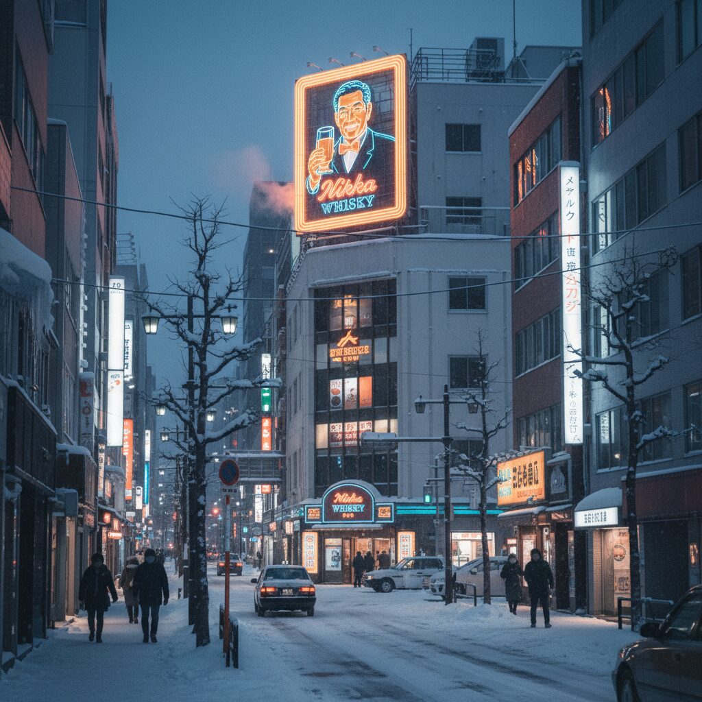 삿포로 겨울여행 2박3일 완벽 가이드: 핵심 명소부터 맛집 쇼핑까지 삿포로 스스키노 거리의 니카상 건물 겨울 풍경