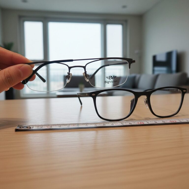 빅스비젼의 초경량 디자인을 보여주는 사진, 일반 안경과 비슷한 두께