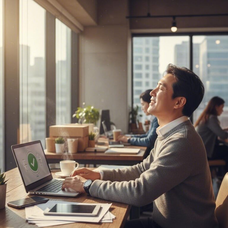 사업장현황신고 완료 후 안심하는 모습