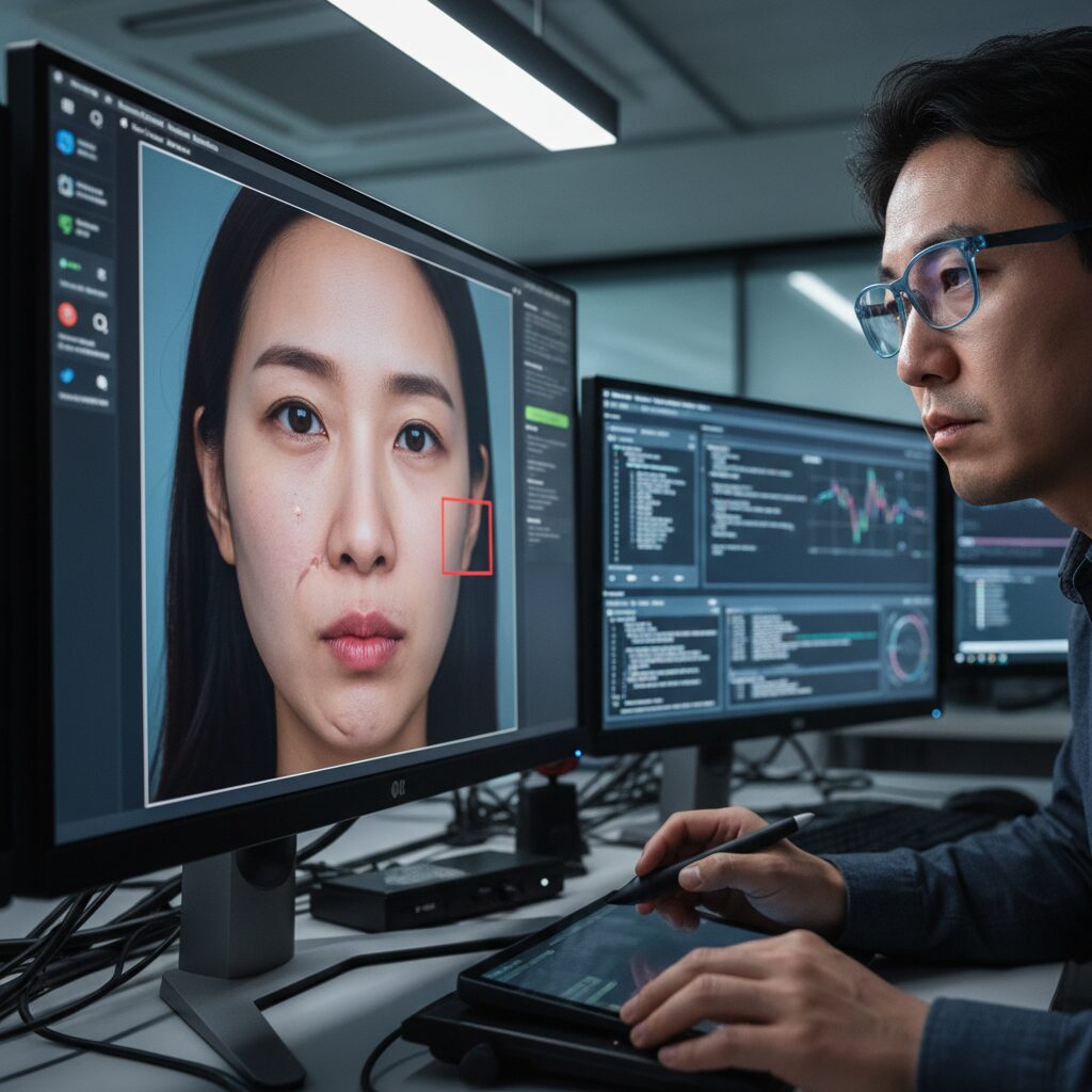 딥페이크 영상에서 눈과 입 주변의 부자연스러운 움직임을 확인하는 방법