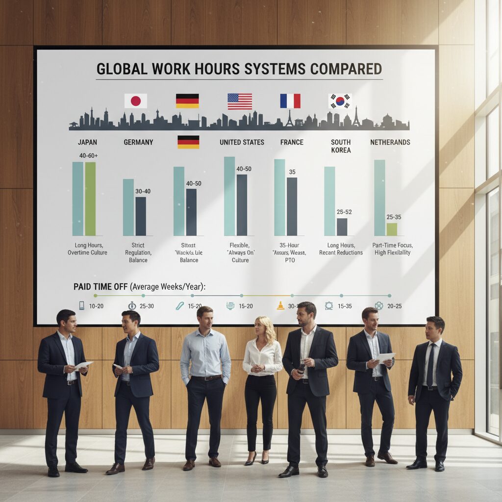 세계 각국의 다양한 근무 시간 제도 비교 인포그래픽