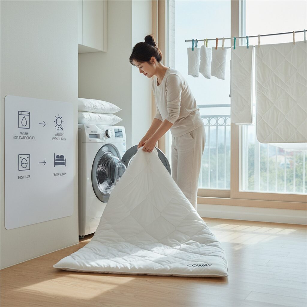 코웨이 슬립테크 매트리스 커버 세탁 및 통풍 관리 방법