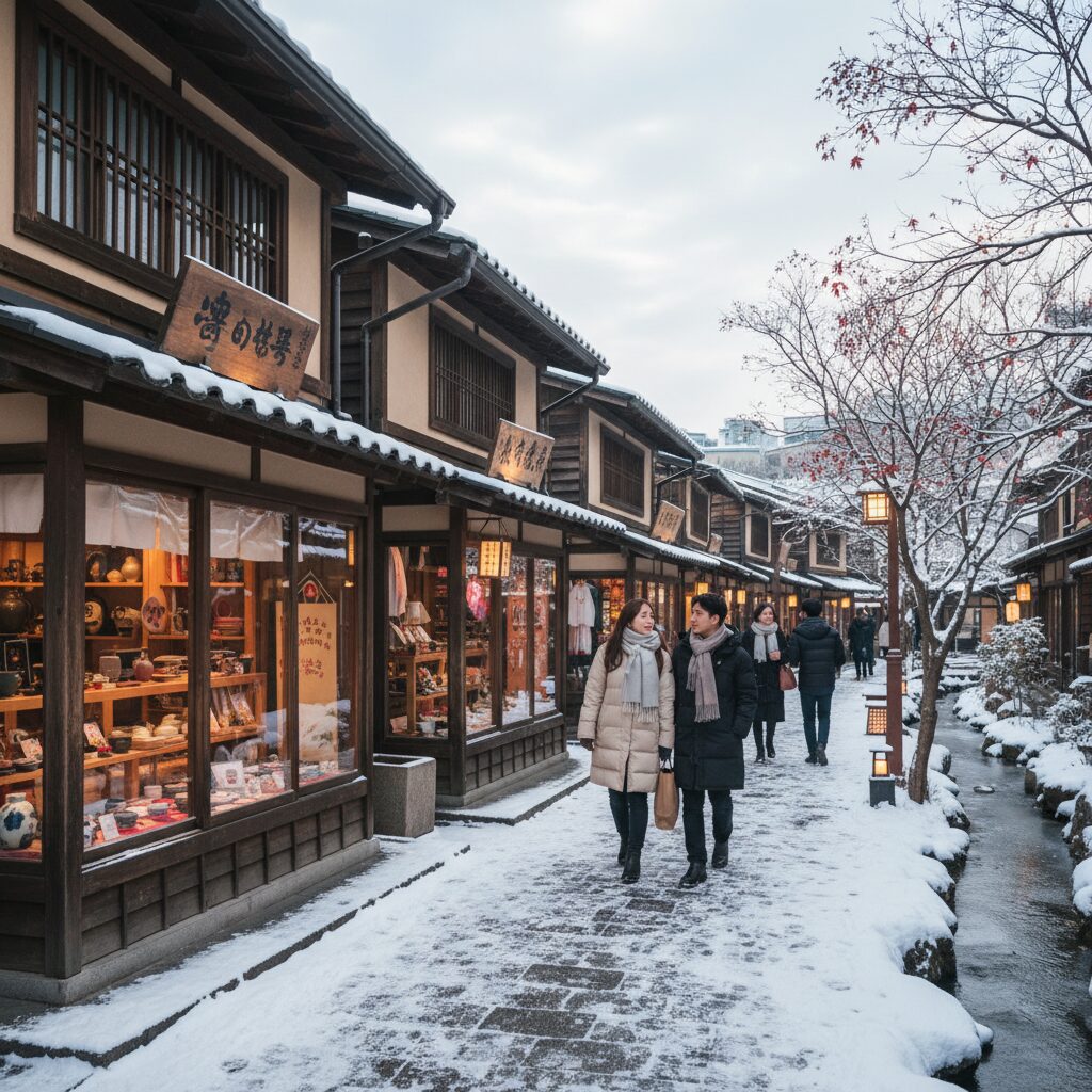 동두천 일본마을 니지모리 스튜디오 겨울 풍경의 상점거리