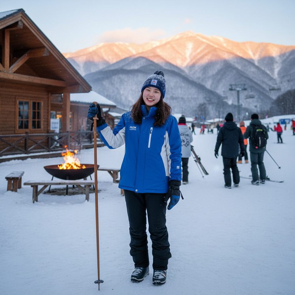 스키장 리조트에서 근무하는 아르바이트생