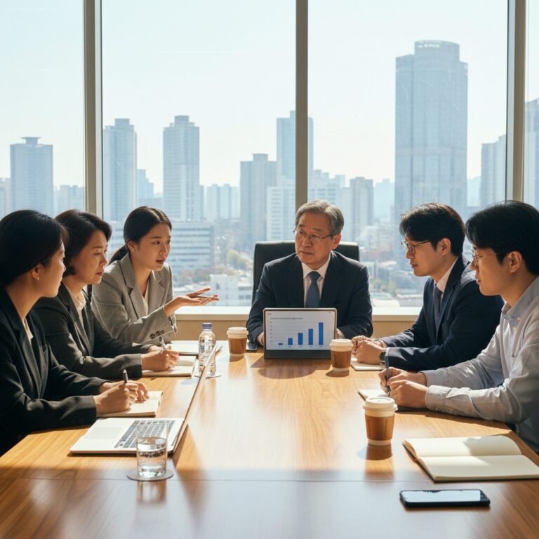 다양한 이해관계자가 함께 주4.5일제를 논의하는 모습