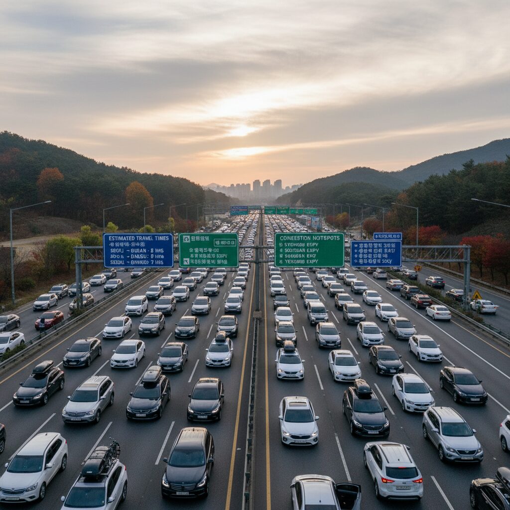 2025년 추석 연휴 고속도로 정체 예상 구간과 소요 시간 정보