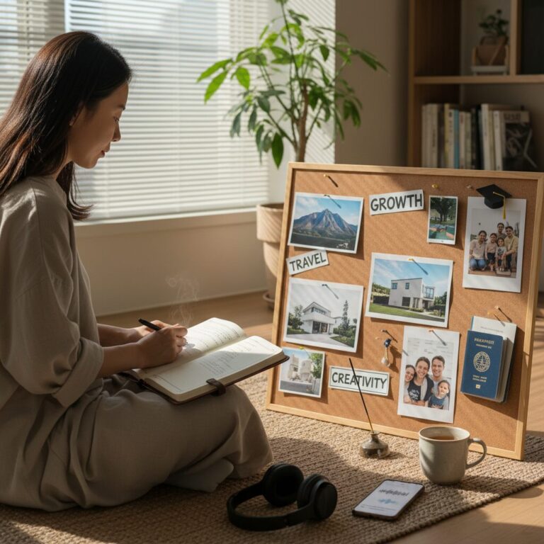 비전 보드와 일기장, 아침 명상과 계획을 위한 도구