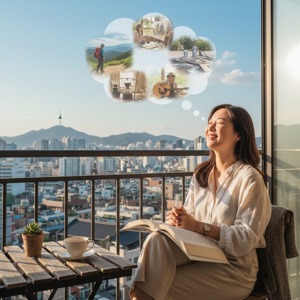 주4.5일제로 늘어난 여가 시간을 상상하는 일러스트