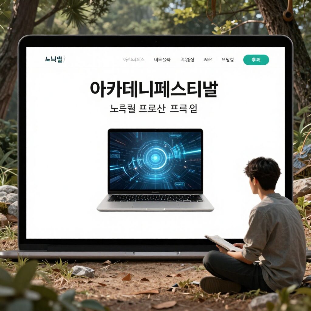 아카데미페스티벌 노트북 할인 프로모션 웹페이지 화면