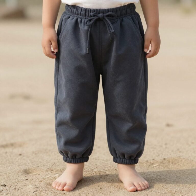 편안하게 움직이는 아이가 조거팬츠를 입고 있는 모습