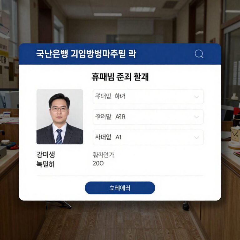 국민은행 기업뱅킹 휴폐업 조회 화면 예시