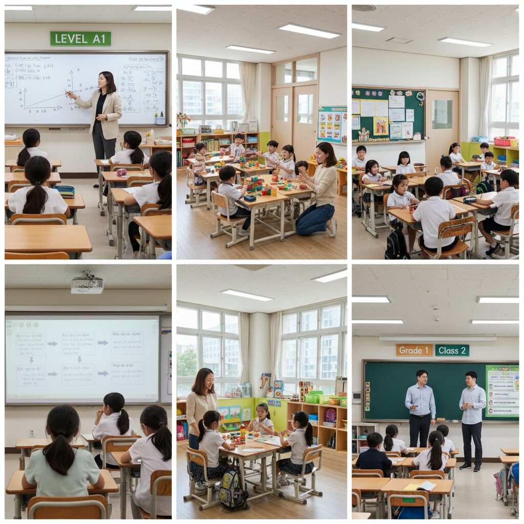 학원 어린이집 초등학교 반편성 기준 비교 이미지