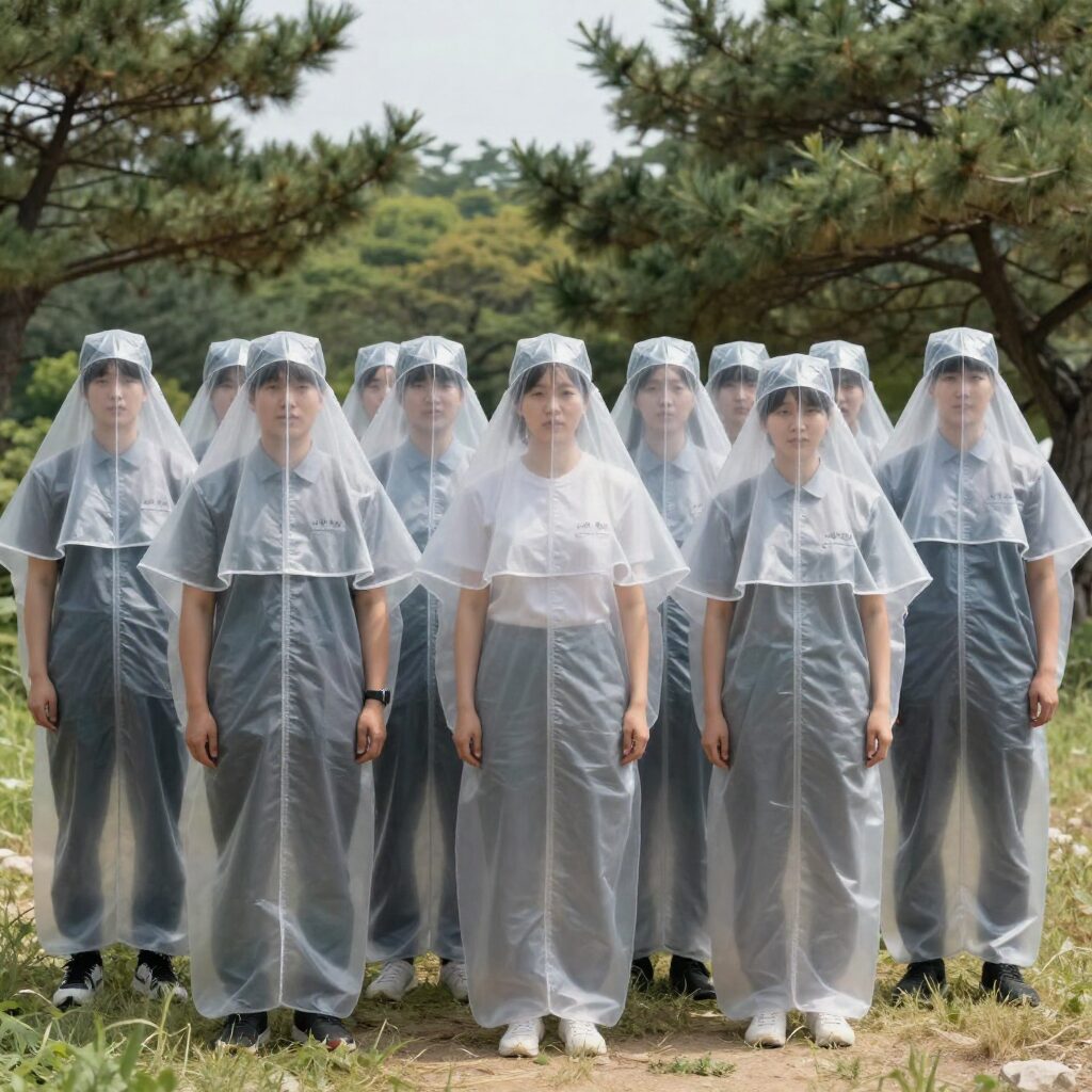 팀원들이 맞춤 제작한 단체 바람막이를 입고 찍은 단체 사진