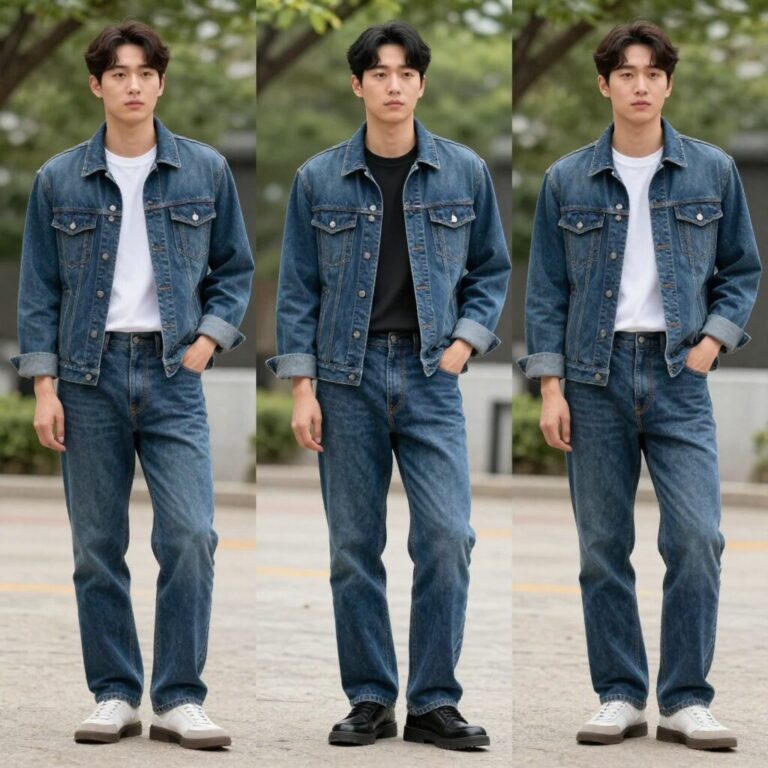 다양한 스타일로 연출한 데님집업 코디 사진