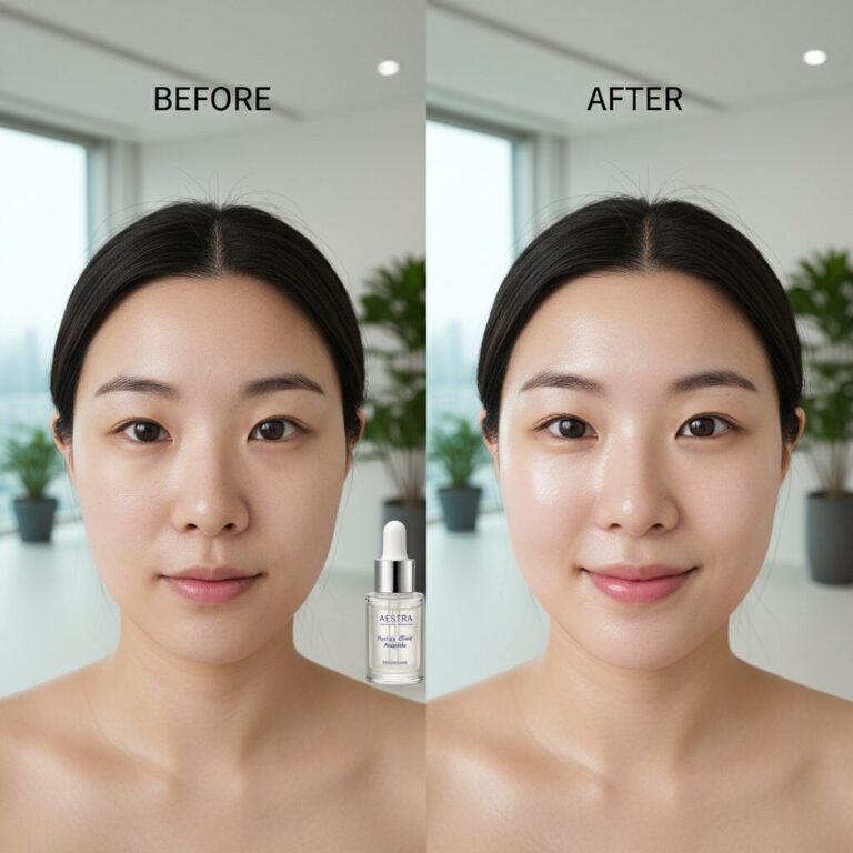 에스트라 수분광채 앰플 사용 전후 피부 비교 사진