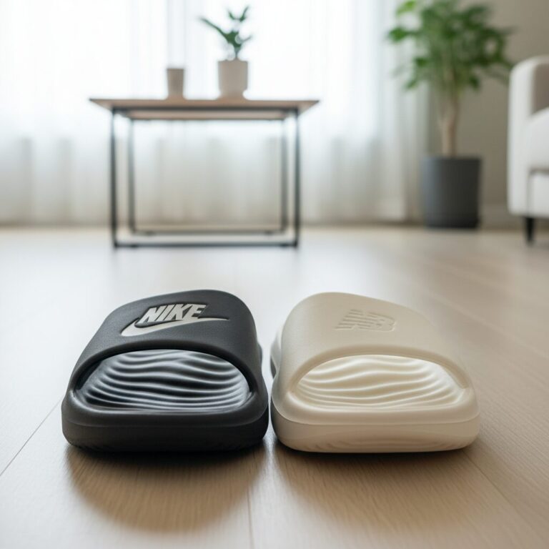 나이키 빅토리원과 뉴발란스 슬리퍼의 쿠션 부분 비교 사진