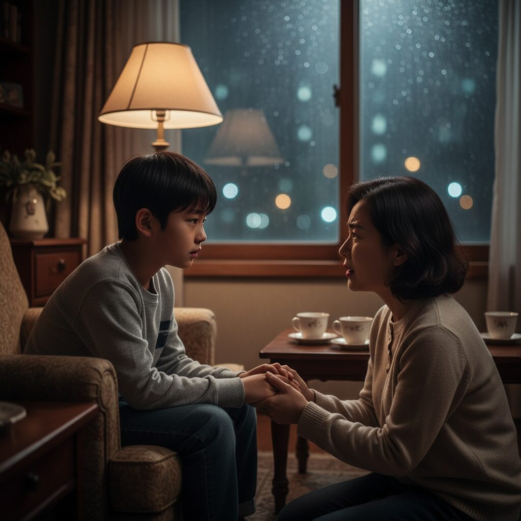 식스센스 영화에서 콜이 엄마와 감정적인 대화를 나누는 장면