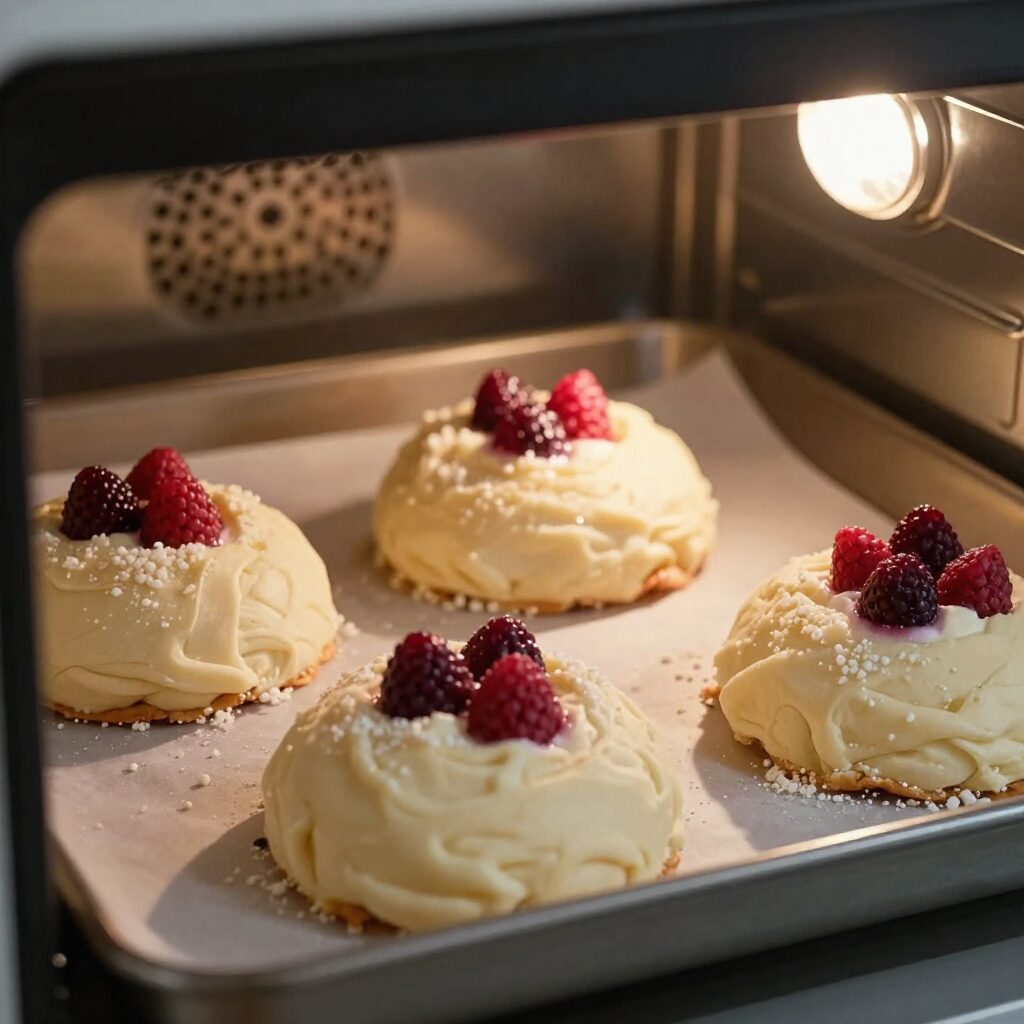 전자레인지에 돌린 후 쌀거품이 낀 딸기치즈빵 반죽이 찜기에 담겨 있는 모습