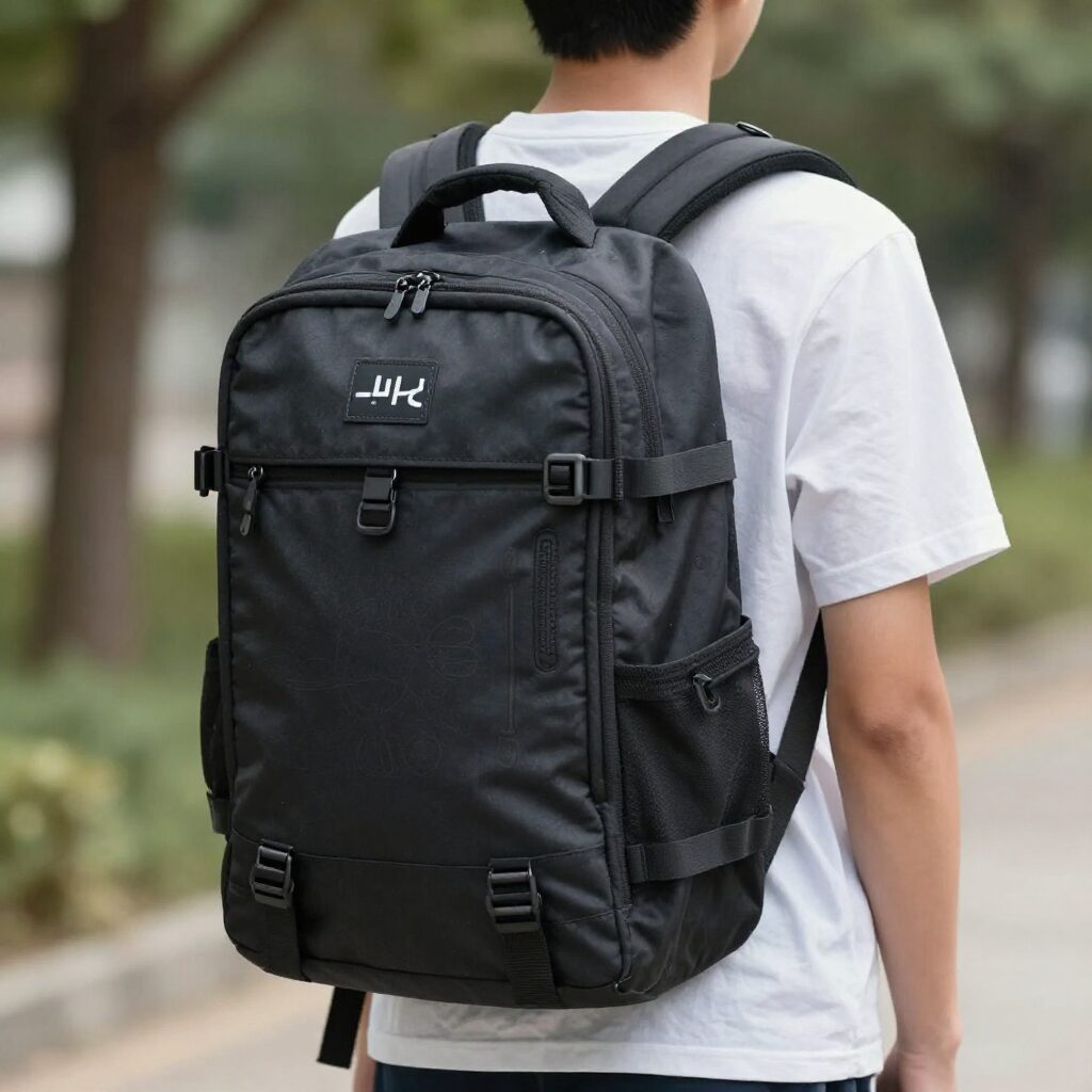 고등학생 책가방 옆에 놓고 비교하는 모습