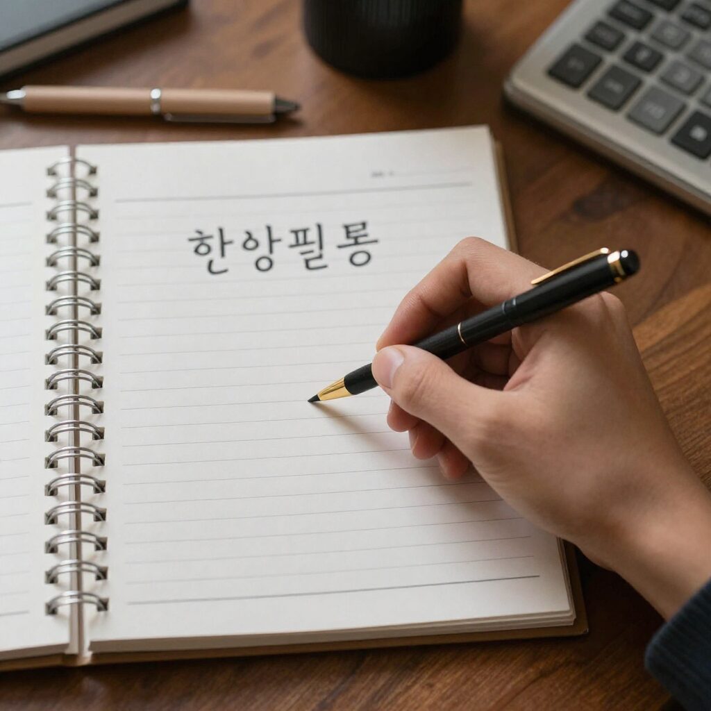 학생필통 안에 꼭 필요한 필기구들이 깔끔하게 정리되어 있는 모습