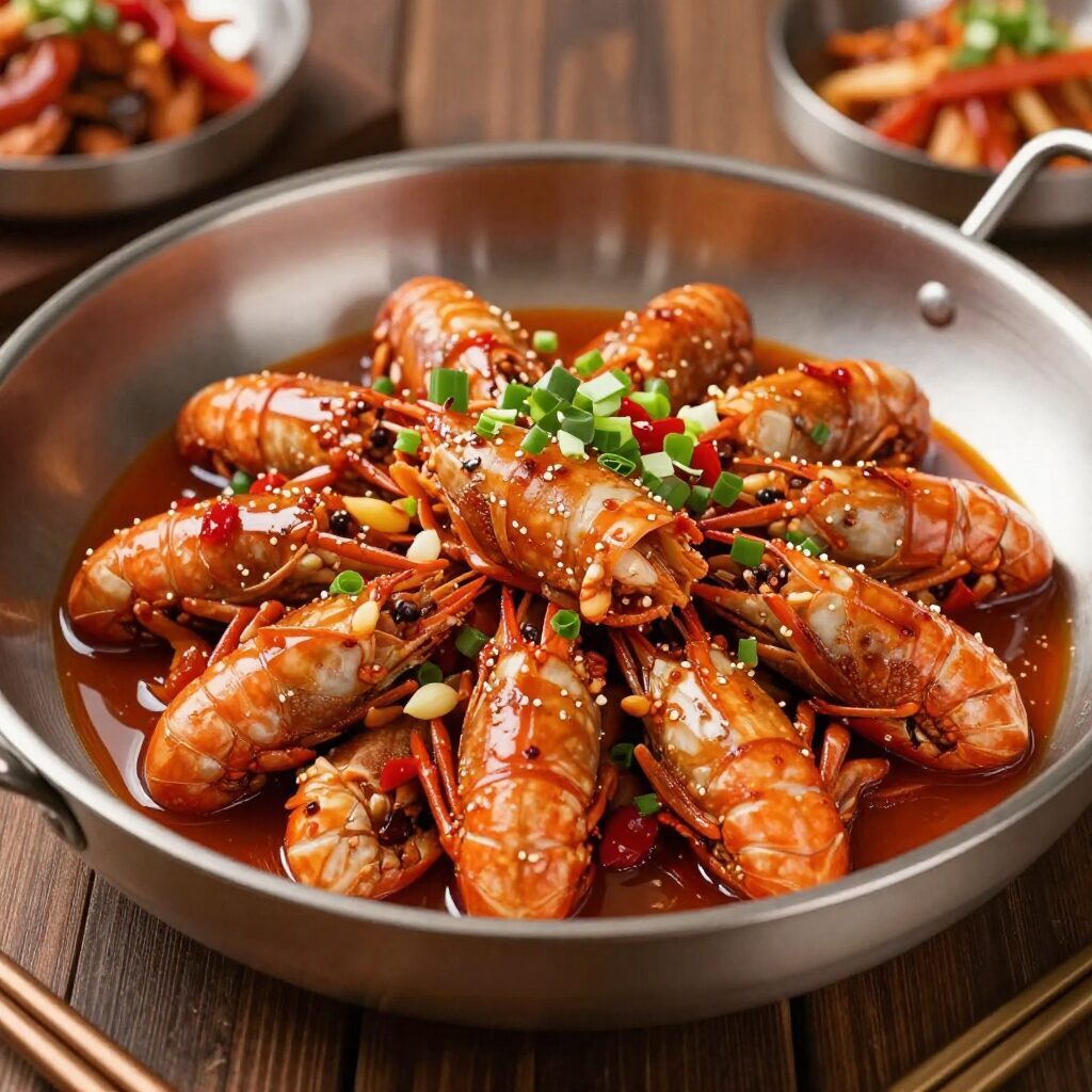 대전 우성쭈꾸미 정식 그릇에 담긴 매콤한 주꾸미 볶음과 여러 가지 반찬