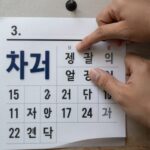 차량 번호판 끝자리를 가리키는 손가락과 요일 표시가 적힌 달력