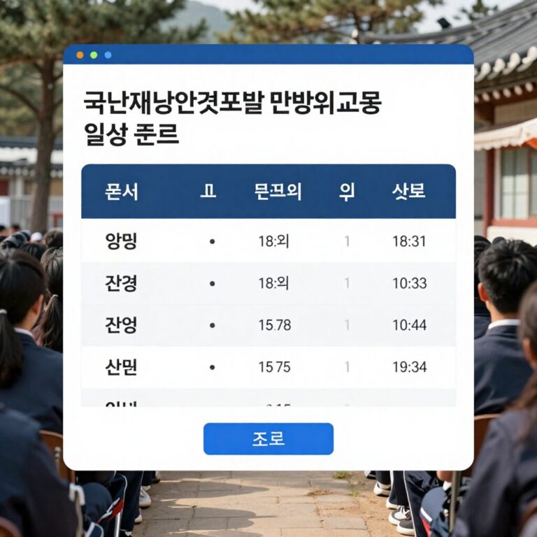 국민재난안전포털에서 민방위 교육 일정 조회 화면