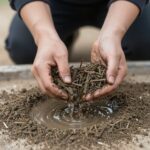 달래 손질 후 물에 살랑살랑 흔들어 흙을 제거하는 과정