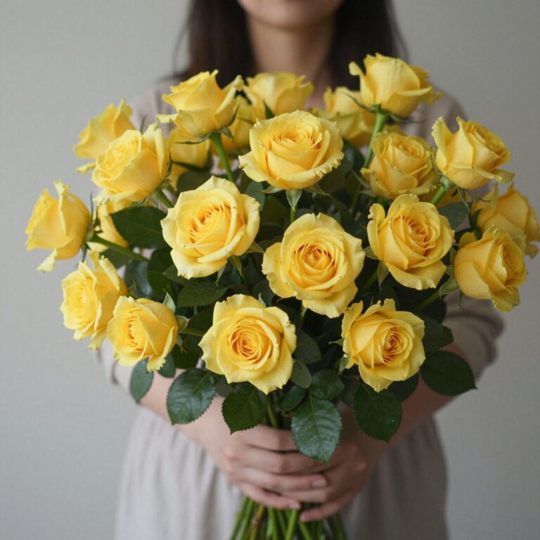 일산 커들플라워의 피치주황톤 장미 꽃다발, 여리여리한 잎과 줄기가 포인트