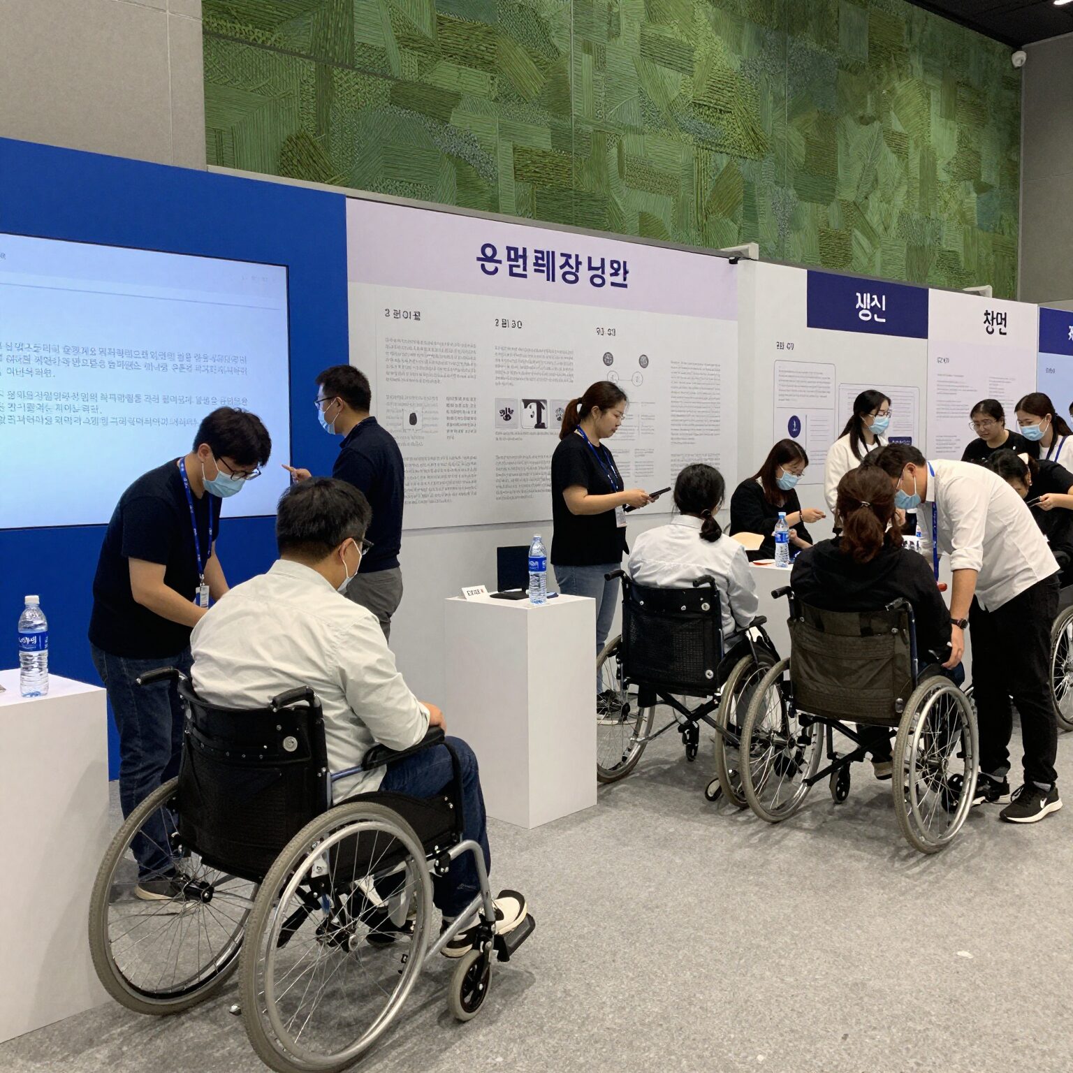 장애인의 날 행사장 내 다양한 체험 부스와 참석자들이 교류하는 모습