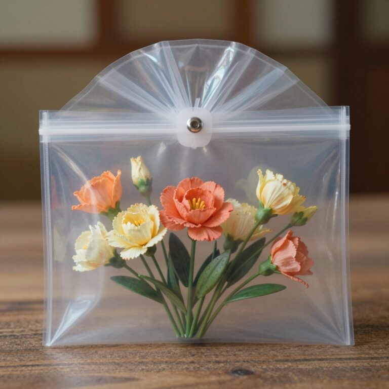 카네이션 조화가 달린 고급스러운 반투명 용돈봉투