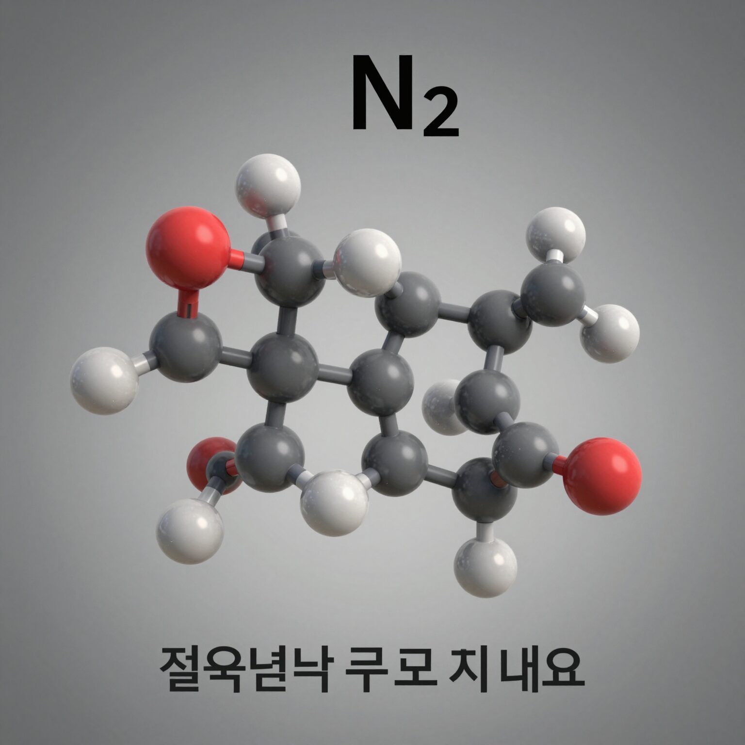 질소분자 N2와 산화질소 NO의 3D 분자 구조 모형 비교 그림
