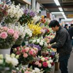 양재꽃시장 생화 도매시장 내부 다양한 꽃들이 진열된 모습