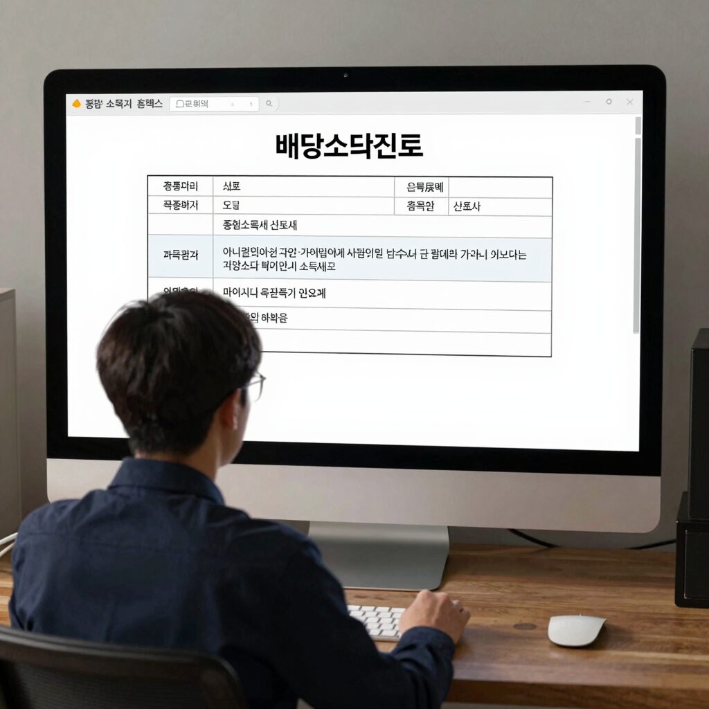 배당소득신고 종합소득세 신고서 홈택스 화면
